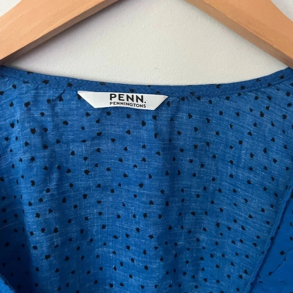 Penningtons Long Sleeve Blouse | Blue Polka Dots | Size X - Picture 6 of 7